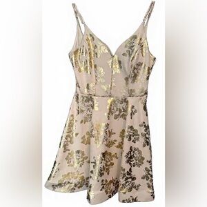 B Darlin- Floral Metallic Print Scuba Dress- 9/10- Juniors